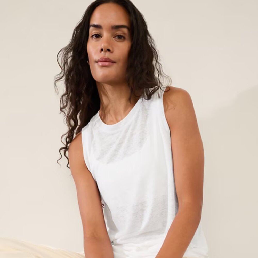 ATHLETA, Breezy Tank, Bright White, NWT, Size Large